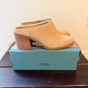 Toms Evelyn Mule Oatmeal Suede Ankle Booties Slip On Womens Size 8.5